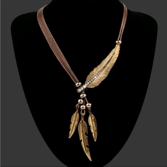 Boho Feather Decor‎ Choker Necklace Vintage Style Rope Chain Ethnic Style - Picture 5 of 6